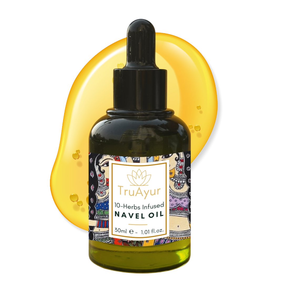 10 hierbas Aceite de ombligo para el equilibrio hormonal, una piel radiante y el equilibrio de la piel flácida, seca y con arrugas