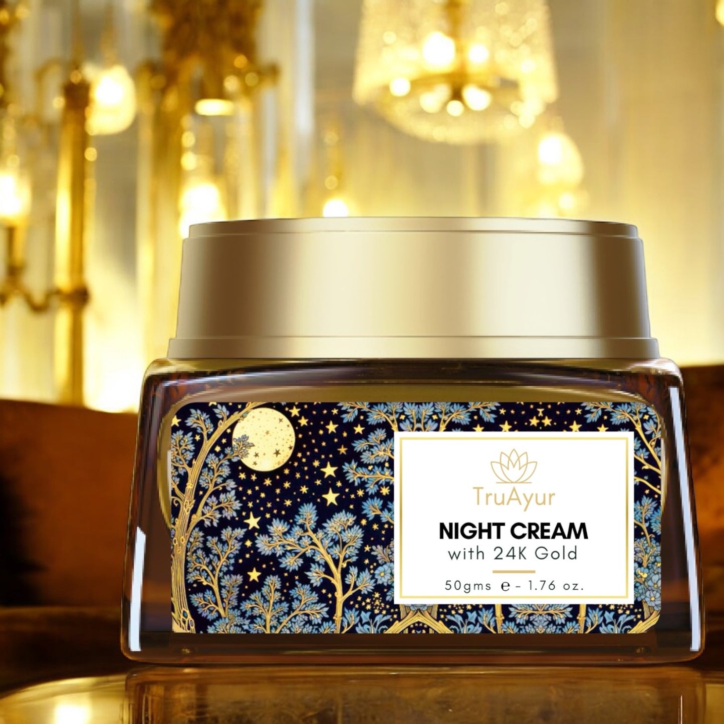 24K Oro Crema de Noche Anti-Aging Ayurvédica con Aceite de Bakuchi, Azafrán y Cúrcuma