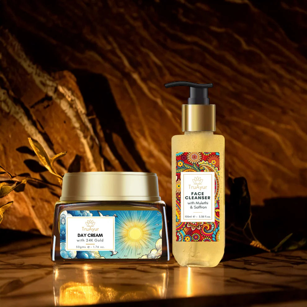 Ritual para una piel radiante (crema de día de oro de 24 quilates y limpiador facial)