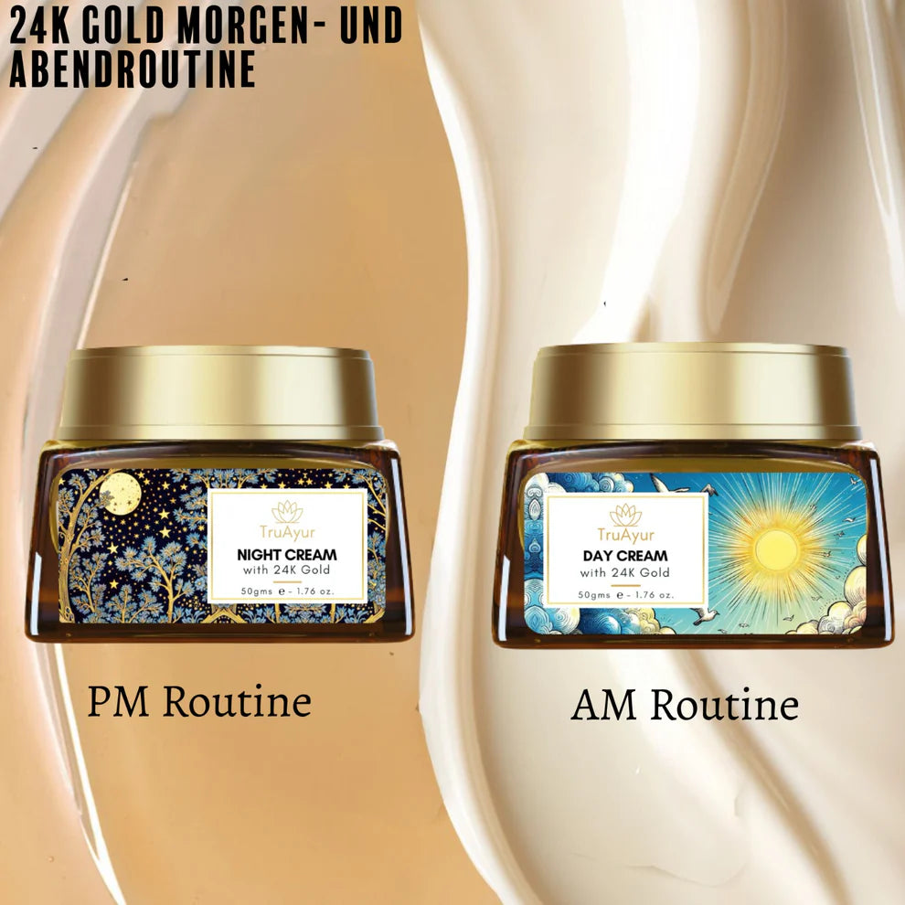 Crema combinada de día y noche de oro de 24K