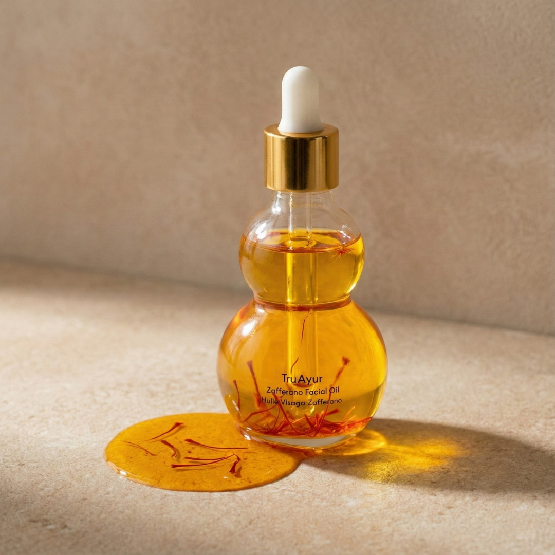 Aceite facial Zafferano con hebras de azafrán puro para una piel radiante, suave y rejuvenecida