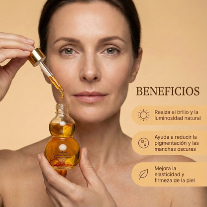 Aceite facial Zafferano con hebras de azafrán puro para una piel radiante, suave y rejuvenecida