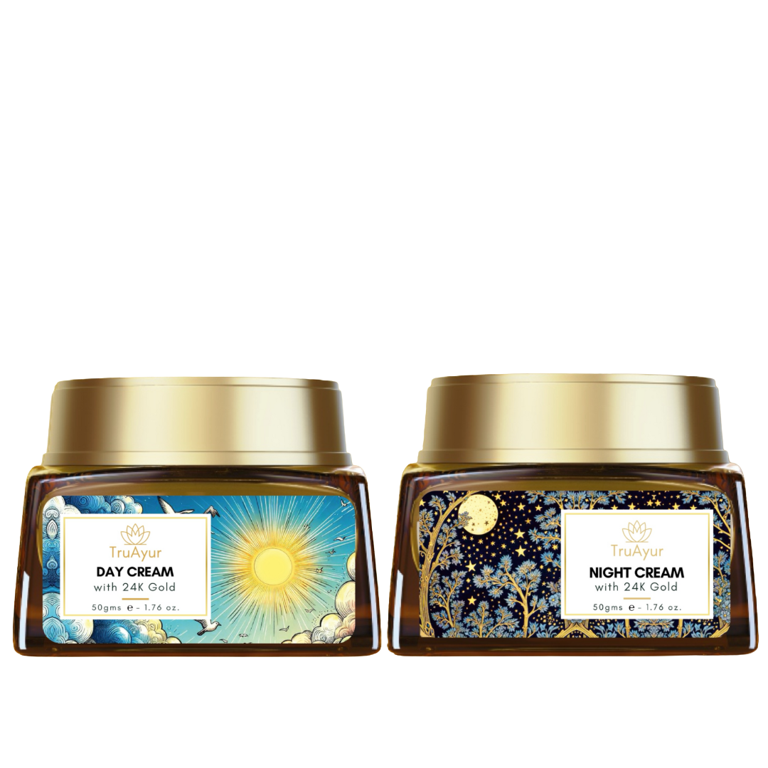 Crema combinada de día y noche de oro de 24K