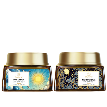 Crema combinada de día y noche de oro de 24K