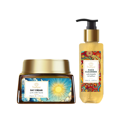 Ritual para una piel radiante (crema de día de oro de 24 quilates y limpiador facial)