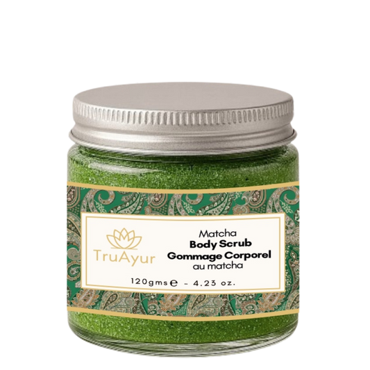 Exfoliante corporal de matcha y aguacate para una hidratación y nutrición profundas.