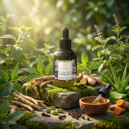 10 hierbas Aceite de ombligo para el equilibrio hormonal, una piel radiante y el equilibrio de la piel flácida, seca y con arrugas