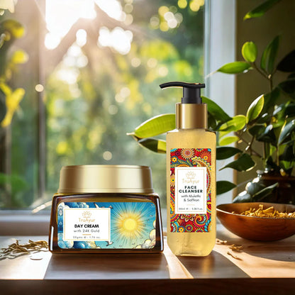 Ritual para una piel radiante (crema de día de oro de 24 quilates y limpiador facial)