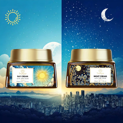 Crema combinada de día y noche de oro de 24K