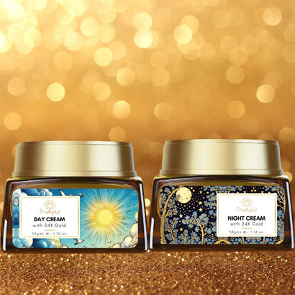 Crema combinada de día y noche de oro de 24K