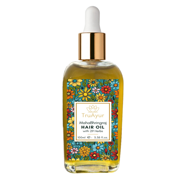 Aceite Capilar MahaBhringraj con 29 Hierbas Ayurvédicas para un Cabello Visiblemente Más Denso, Nutrición del Cuero Cabelludo y Relajación